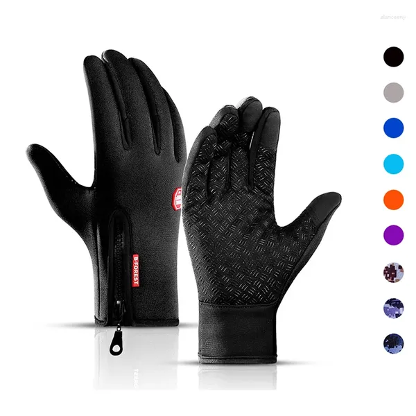 Guanti da ciclismo Outdoor Impermeabile Pesca Uomo Sport Touchscreen Donna Sci Army Antivento Antiscivolo Moda Black Lady