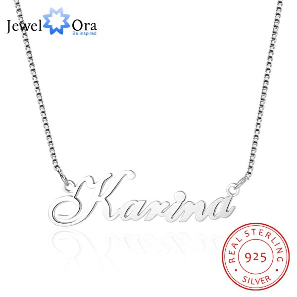 Halsketten JewelOra benutzerdefinierte 925 Sterling Silber Namenskette russische personalisierte Namensschild Halskette Schmuck Geschenk für Frauen