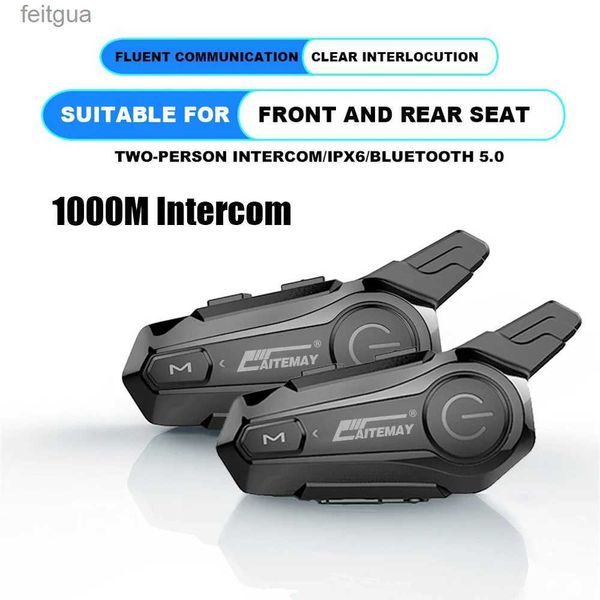 Walkie Talkie Moto Capacete Intercom Headset Bluetooth 5.0 Motocicleta Fones de ouvido sem fio 1000M Interphone Speaker Headphone Handsfree Call YQ240130