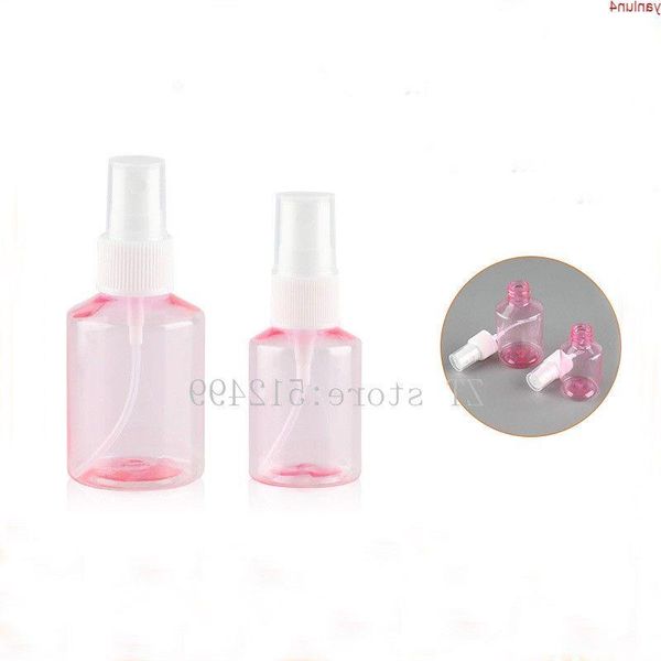 30ml50ml 50/100pcs Garrafa de spray de viagem PET vazia, recipiente de névoa conveniente recarregável rosa DIY, pacote de cosméticos transparente portátilhigh qu Awgw