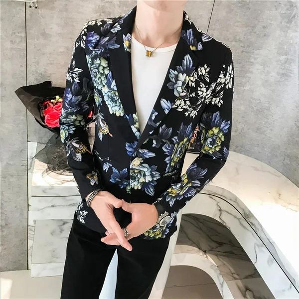 Abiti da uomo Blazer da uomo Stampa primaverile Giacche da completo da lavoro / Moda maschile Tempo libero Sposo Abbigliamento uomo per elegante alla moda