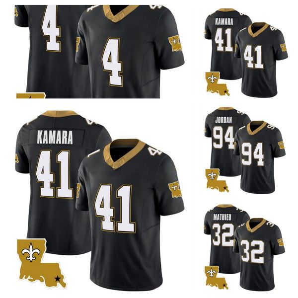 Мужские кроссовки New''Orleans''Saints''Derek Carr Tyrann Mathieu Alvin Kamara Black 2023 F.U.S.E.Джерси Legacy Vapor 1987 года с вышивкой