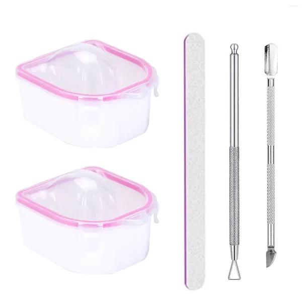 Kit per nail art 5 pezzi / set Professional Home Salon Dip Powder Doppio strato Peeler per cuticole Spingitore per manicure Ciotola per ammollo portatile per gel