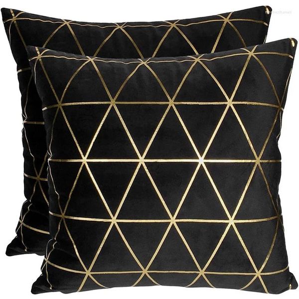 Catene Federe Quadrate Velluto Decorativo 45X45 cm Set Di 2 (Nero)