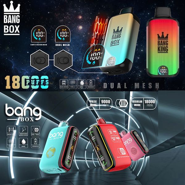 Аутентичная коробка Bang одноразовая электронная сигарета 18000 затяжек vape сок импульсная сетка двойная сетчатая катушка предварительно заполненные картриджи устройства с перезаряжаемой батареей