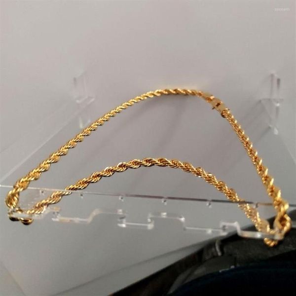 Colares Pingente Real 24k Ouro Amarelo GF Diamante Corte Ed Sólido XP Jóias Fantasia Imagem Original Mens Grosso 6mm Corda Chain237H