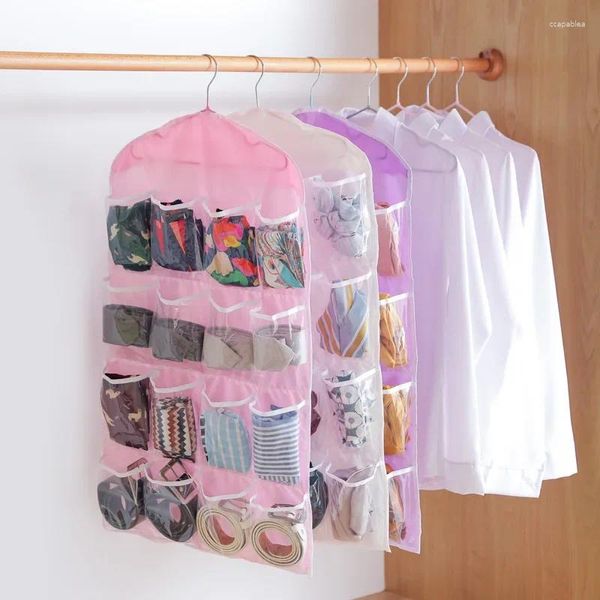 Caixas de armazenamento 16 grade portátil pendurado saco organizador para meias sutiãs e roupa interior: rack de armário multiuso com armazenamento montado na parede