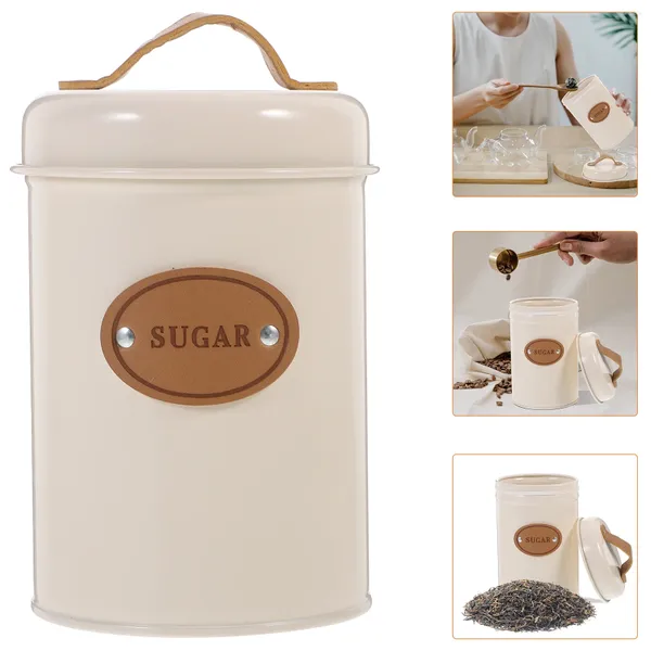 Garrafas de armazenamento Canister de metal de açúcar Recipiente hermético Grão de café