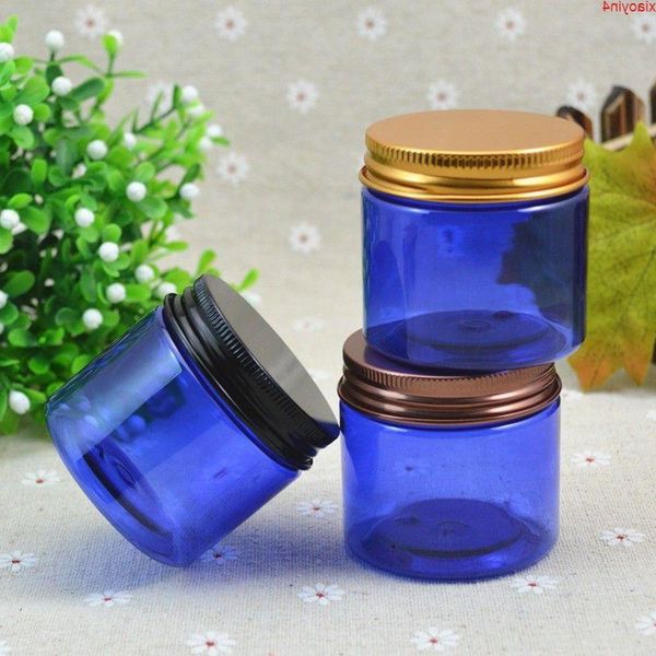 100 teile/los 50g Blau Kosmetik Kunststoff Glas Schwarz Aluminium Kappe Container Hohe Qualität Make-Up Fabrik Großhandel jargoods Gstse