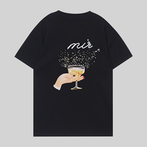 24ss primavera verão pesado feito eua copo de vinho impressão t homens mulheres amantes hip hop manga curta t camisa 0130