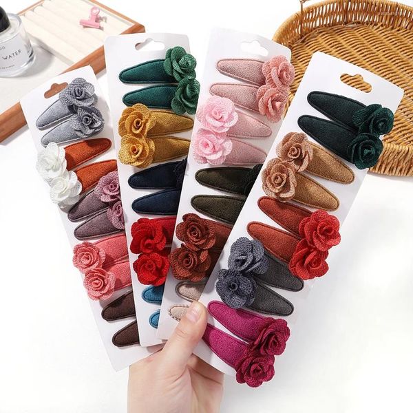 Acessórios de cabelo 10 pcs algodão snap clipes para bebês meninas flor bb barrettes florais grampos nascidos crianças mulheres diy