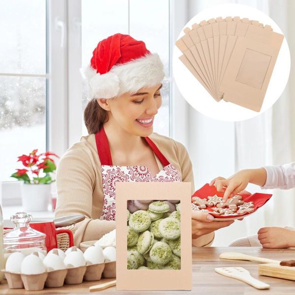 Nehmen Sie Container mit 10 PCs Kraft Paper Geschenkbox Party Lieferungen Cookie Pappe Food Weihnachtsboxen