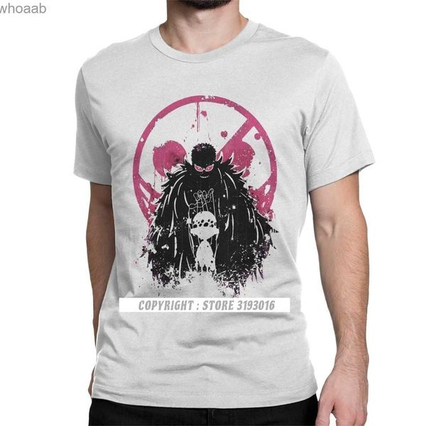 Homens camisetas Nova chegada doflamingo arte t-shirt homens trafalgar lei uma peça anime t camisa masculina camisa melhor presente streetwear 240130