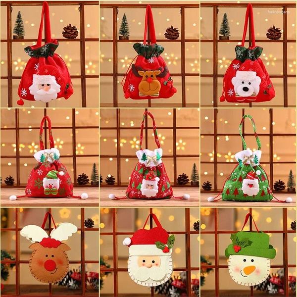 Decorações de Natal fechando sacos de presente como decalque sacola de doces desenhos animados maçã infantil vendida bem