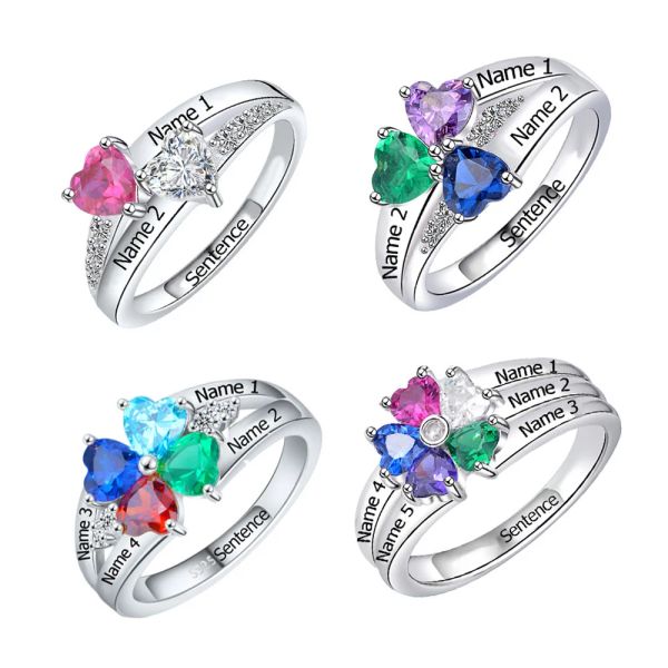 Anelli SG Sterling Sterling Sier Rings Anello di nascita del cuore personalizzato con 25 nomi gioielli per il regalo della madre