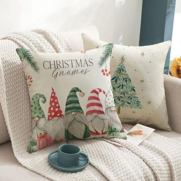 Kissen Leinen Dekoration Abdeckung geeignet für Auto Sofa Kissenbezug Weihnachten Cartoon Aquarell