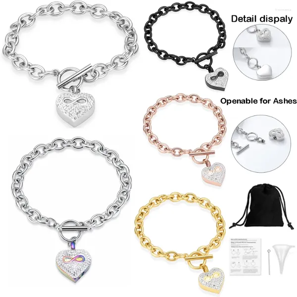 Armreif Charm Damen Andenken Urne Armband Herz Memorial Feuerbestattung Asche Schmuck Edelstahl zu öffnende Kette