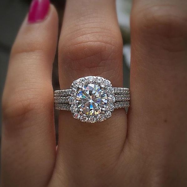 Anel de noivado para mulheres designer anel de casamento presentes de festa brilhando zircônia cúbica diamante dedo joias finas