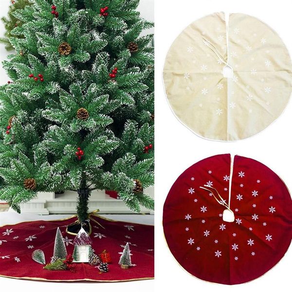 1pc 120cm Noel Ağacı Etek Kar Tanesi Desen Yuvarlak Noel Ağacı Etek Önlükleri Ev Dekoru Şenliği Noel Malzemeleri Kırmızı Beige255f