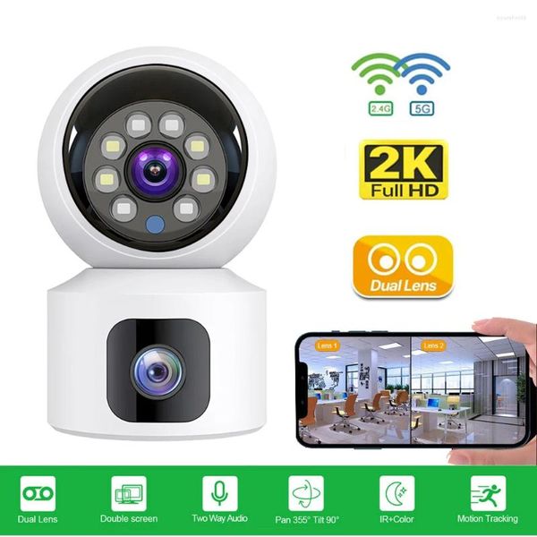 2,4G/5G Mini Wifi Kamera Drahtlose Indoor Dual Objektiv Bildschirm Haus Kamera Audio Smart Home Überwachung CCTV V380 Pro App