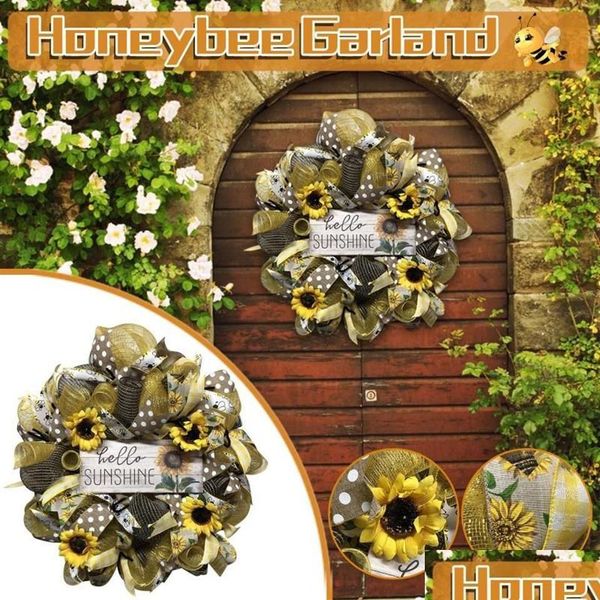 Ghirlande di fiori decorativi Girasole Simation Ghirlanda Cartello per porta di benvenuto Giornata mondiale delle api Ghirlanda Pendenti pendenti artificiali Matrimonio D Dhob8