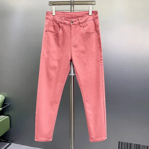Herren-Jeans, Retro-Modemarke, gerades Bein, lockere Hose mit lässigem, rosafarbenem, schmalem High-End-Denim