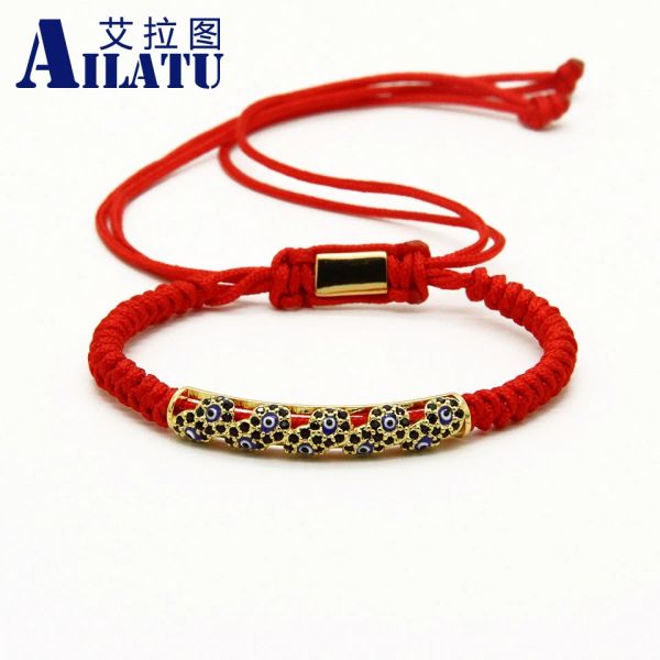 Pulseiras Ailatu Novo Design Jóias Atacado Micro Pave Cz Oil Eye Tube Macrame Pulseira Melhor Presente para Homens e Mulheres