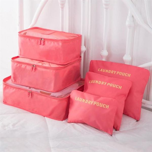 Ivyshion conjunto de 6 peças de bolsa de armazenamento para viagem, grande capacidade, organizador de bagagem, à prova d'água, portátil, container270n