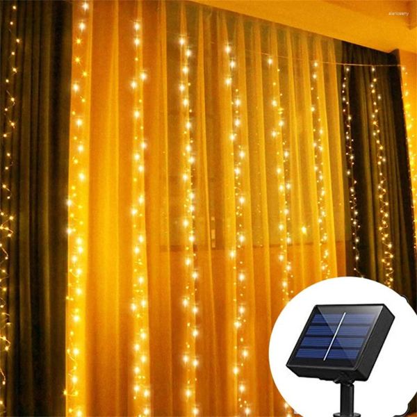 Cordas Solar Powered 300 LED Cortina Garland Luzes De Fada Corda De Fio De Cobre Para Festa De Casamento Ao Ar Livre Decoração Do Quarto Do Jardim