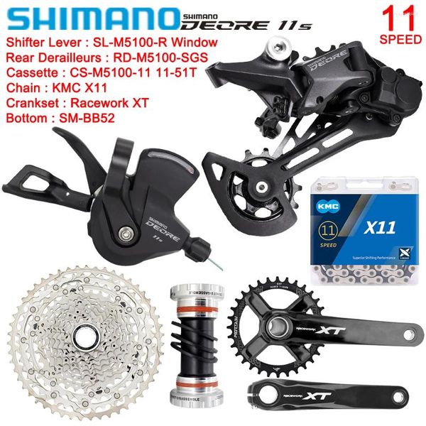 Deragliatori bici SHIMANO Deore M5100 Kit completo per MTB 1X11 velocità posteriore KMC X11 catena BB52 51T Gruppo parti originali