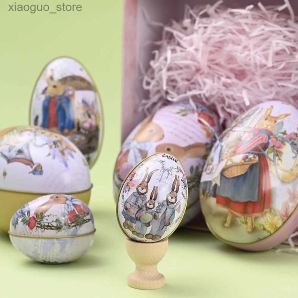 Altri articoli per feste per eventi 1 pezzo Nuovi accessori decorativi pasquali Uovo di latta di Pasqua Scatola di caramelle Confezione regalo Coniglio colorato Ferro Guscio d'uovo Decorazione della casa 240130