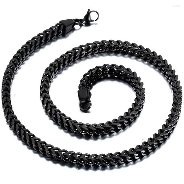 Correntes 6mm Largura Mens Aço Inoxidável Preto Clássico Quadrado Cuban Curb Link Chain Homens Colar Long314O