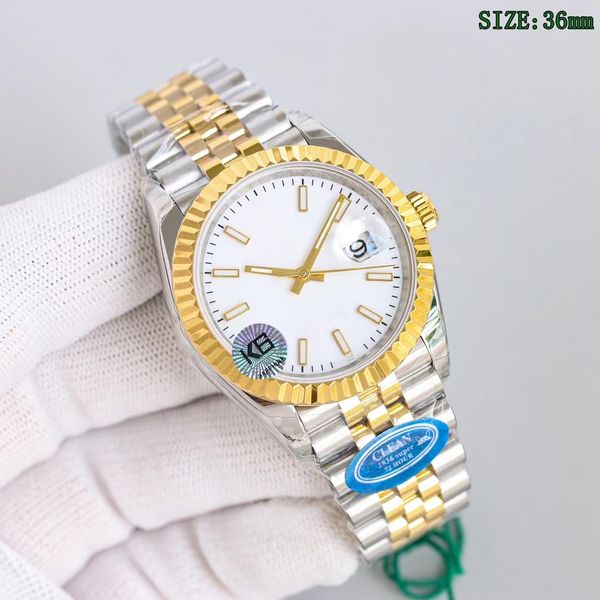 2024 fábrica limpa moda 36mm relógios de ouro automático mecânico designer mulheres log relógio 904l aço inoxidável marca homens relógios de pulso à prova de água montre de