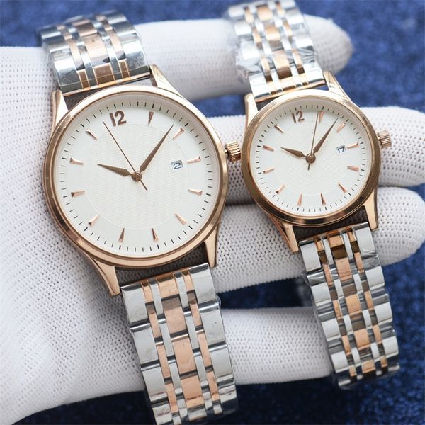 Armbanduhren Designeruhren Quarzwerk Rindsleder/Stahlband Mineralglas Paaruhr hochwertiges Hochzeitsgeschenk