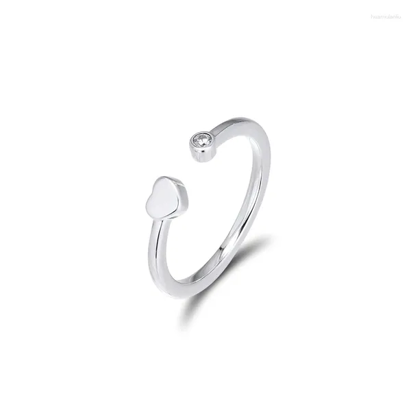 Anéis de cluster genuíno 925 anel de prata esterlina polido coração aberto para mulheres homens diy fazendo casamento trinket jóias anillos mejur