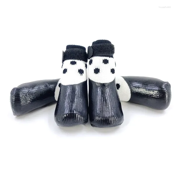 Vestuário de cachorro bonito dos desenhos animados sapatos meias impermeáveis antiderrapantes botas de neve de chuva filhote de cachorro pequenos gatos cães protetor de pé de borracha