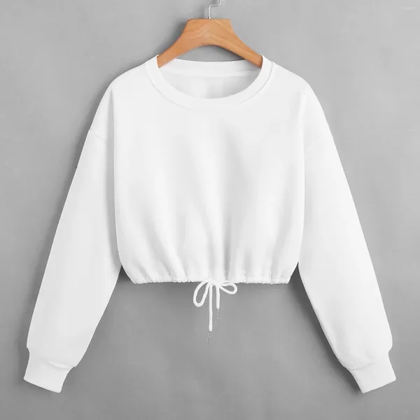 Женские толстовки, корейские женские универсальные белые шорты, укороченная толстовка Harajuku Y2k, уютная уличная одежда, свитер Ulzzang, пуловер с длинными рукавами
