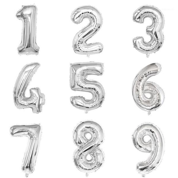 Partydekoration 32 Zoll Silberfolie Zahlenballon Erstes Baby Mädchen Kindergeburtstag Dekorationen 1. 1 2 3 4 5 6 7 8 9 10 30 40 Jahre 233R