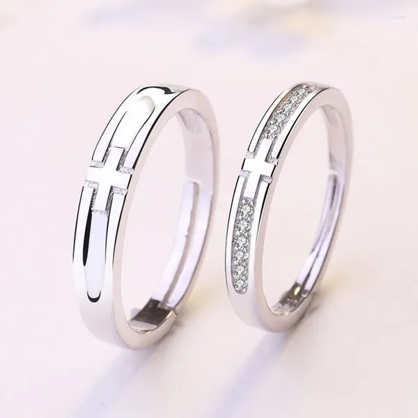 Кольца-кластеры CYJ, европейское кольцо из стерлингового серебра S925 с фианитом и крестом, регулируемое кольцо для женщин и мужчин, подарок на день рождения, свадьбу, ювелирные изделия