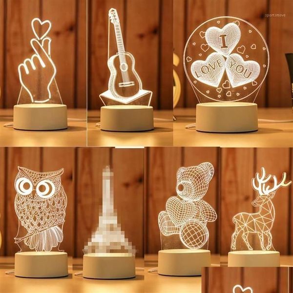 Partybevorzugungsgeschenk für Freundin Freund 3D-Hologrammlampe USB-Acryllichter Jubiläumsgeschenk Valentinstagsgeschenk11949 Drop Deli Dhrfd