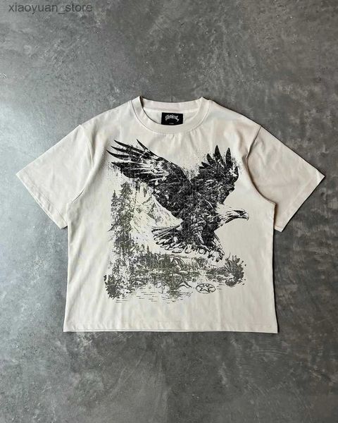 T-shirt da donna Harajuku maglietta oversize con stampa aquila Donna Streetwear Magliette grafiche grunge scelta pro Goth gotico Y2k Top abbigliamento uomo 240130