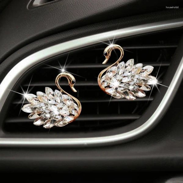 Accessori per auto di lusso con cigno di diamanti per ragazze, coppie, deodorante per ambienti, diffusore di profumo, regalo di ornamento automatico rosa