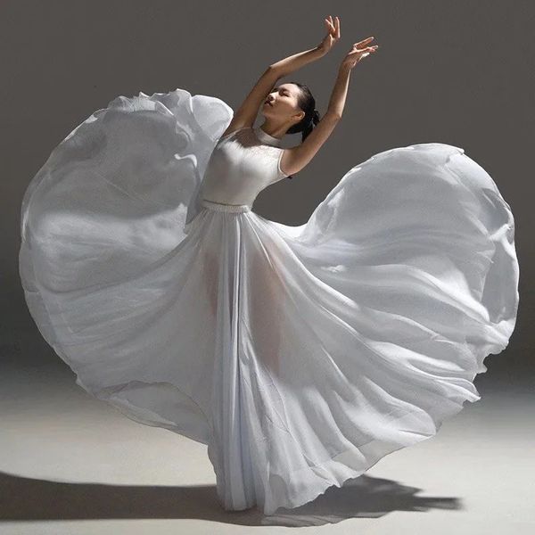 Herbst und Winter Frauen Flamenco Bauchtanz Gypsy Einfarbig Ballett Klassische Tanzperformance Eleganter langer Rock 240126