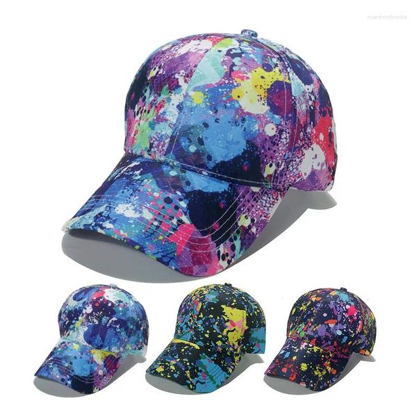 Ballkappen 2024 Frühling und Sommer Lässige Sonnenhut Trend Hip Hop Farbe Graffiti Gemalt Herren Damen Verstellbare Baseballmützen Gorras