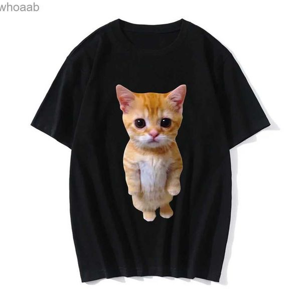 Мужские футболки с забавным котом, женская повседневная футболка с 3D принтом, женские и мужские летние футболки в стиле Харадзюку для девочек и мальчиков, повседневная модная одежда 240130