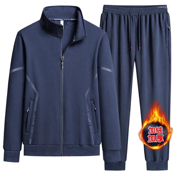 Tute da uomo Uomo Zipper Tuta invernale Tuta più spessa e calda Set abbigliamento sportivo di moda Felpe Pantaloni sportivi Casual allentato