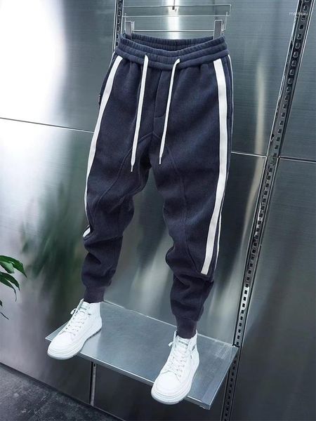 Männer Hosen Sport Fitness Harren Herren Winter Warme Fleece Futter Cord Hosen Für 2024 Frühling Mode Kordelzug Slim