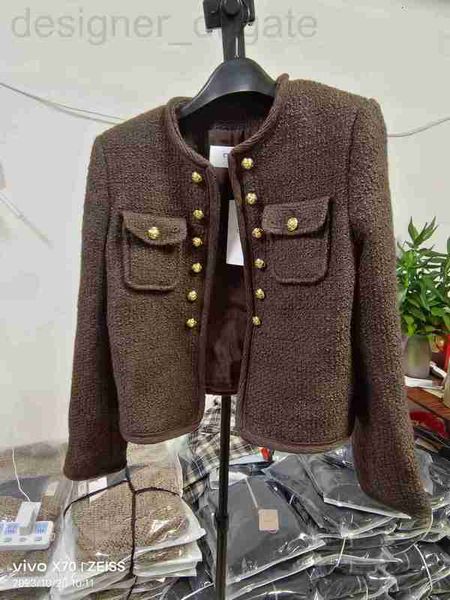 Pelliccia finta da donna designer 2023 Autunno / Inverno Piccolo vento profumato Tweed grossolano Fibbia dorata Cappotto corto Sensazione di fascia alta Giacca stile celebrità Trendy