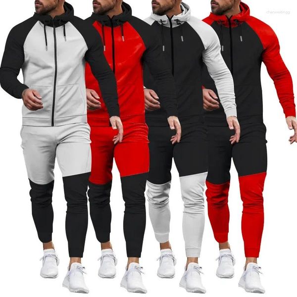 Erkek Trailtsits 2024 Setler Zipper Hoodie ve Pantolon Sıradan İki Parça Set Erkek Trailsuit Jogger Man Joging Suit Kıyafet