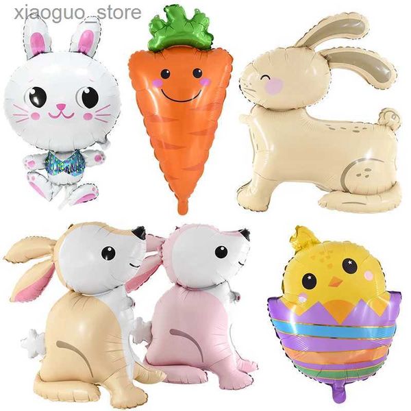 Outros suprimentos para festas de eventos Coelho de Páscoa Cenoura Ovos Balão Cartoon Standing Bunny Foil Balões Crianças Brinquedo Festa de Aniversário Decoração Suprimentos Presente de Páscoa 240130